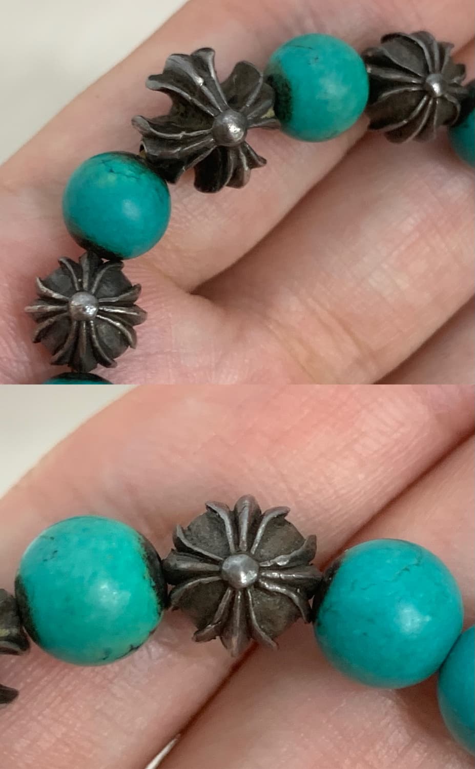 [8mm]크롬하츠 비즈 터키석 구슬 팔찌 실버 상품이미지4