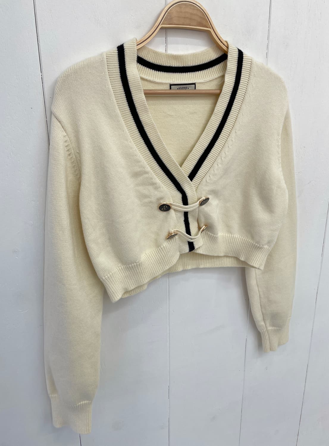 쿠오세(KUOSE) 리본 포인트 크롭 니트 가디건 상품이미지5