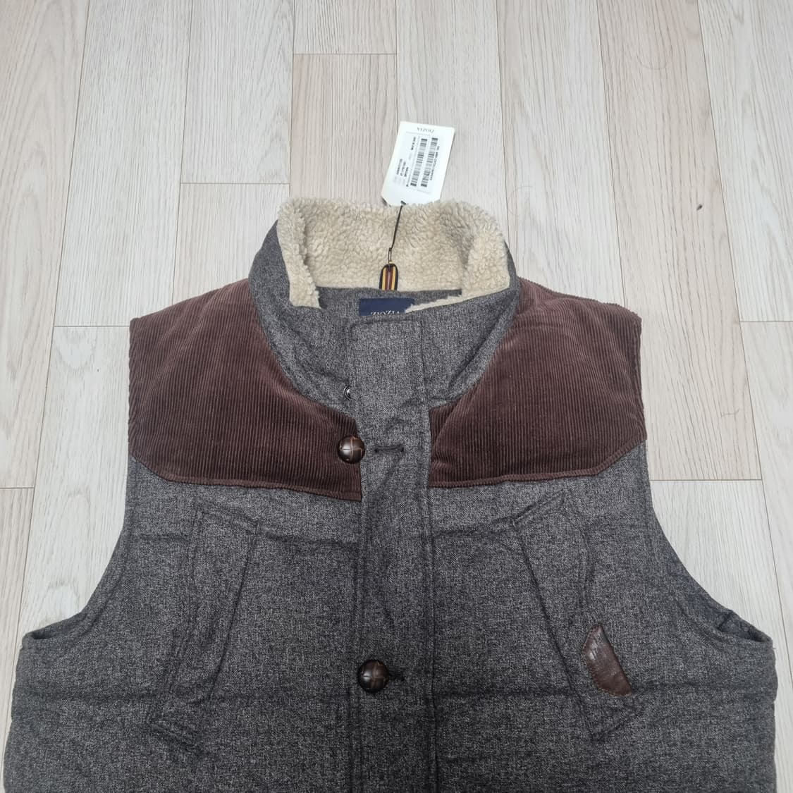 새제품100 지오지아 코듀로이 패치 헌팅 울패딩 조끼 베스트 빈티지 상품이미지4