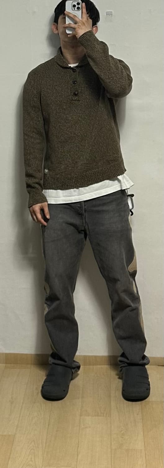 데님앤서플라이 숄카라 버튼 니트 상품이미지5