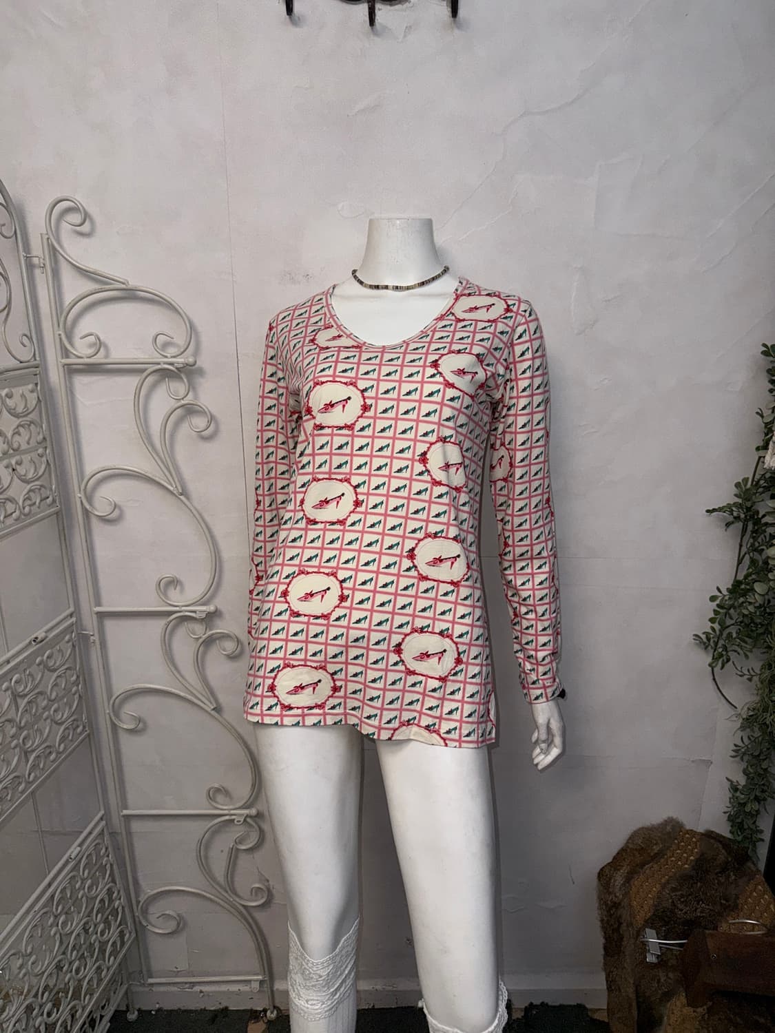 Pink mint check heels long sleeve 상품이미지5