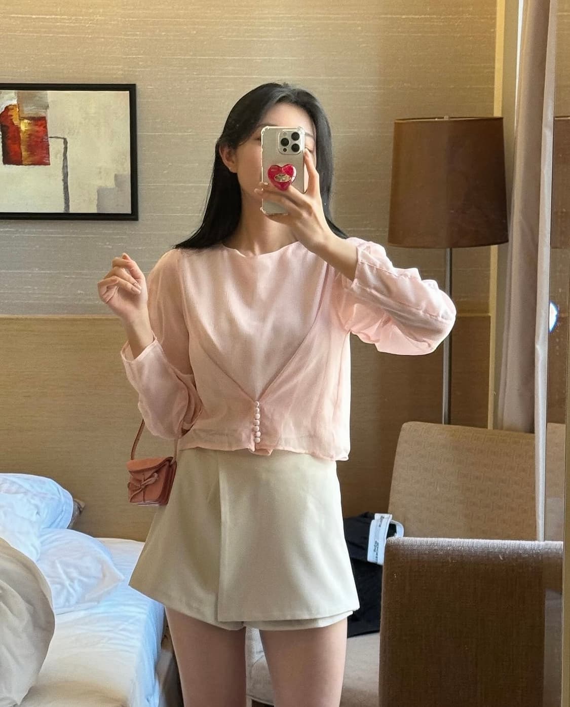 마이빈 제작 콩단추 핑크 블라우스 블마 블로그 마켓 상품이미지1