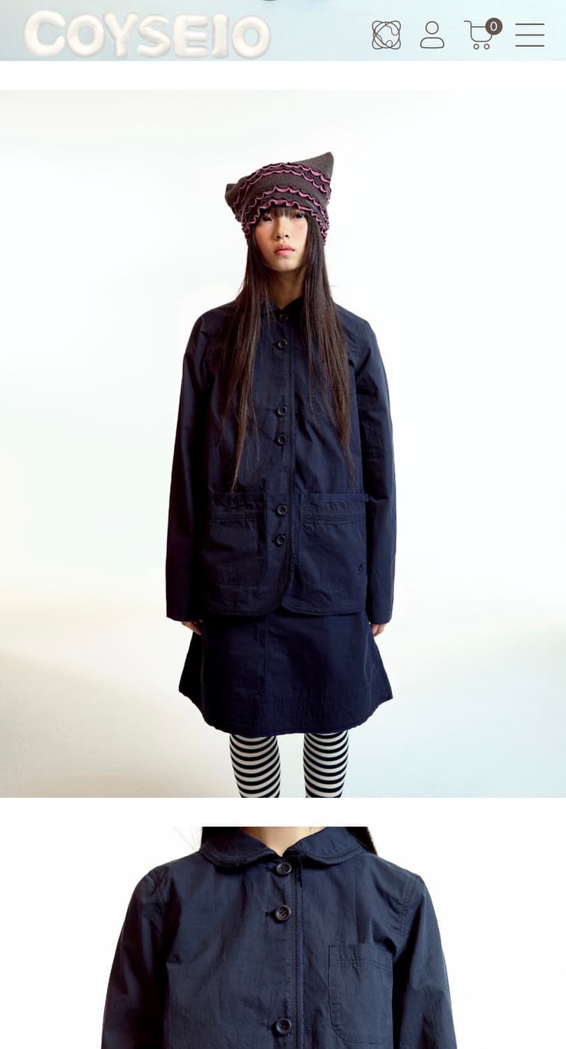 Coyseio RAW EDGE COTTON SKIRT NAVY  상품이미지3