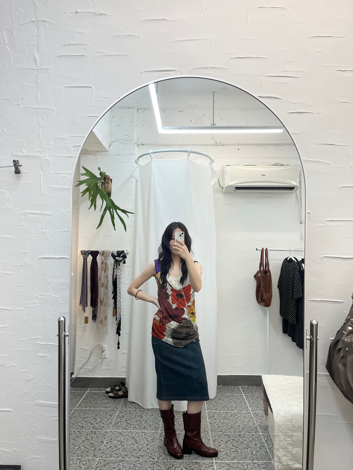 빈티지 플라워 라인 슬리브리스 상품이미지3