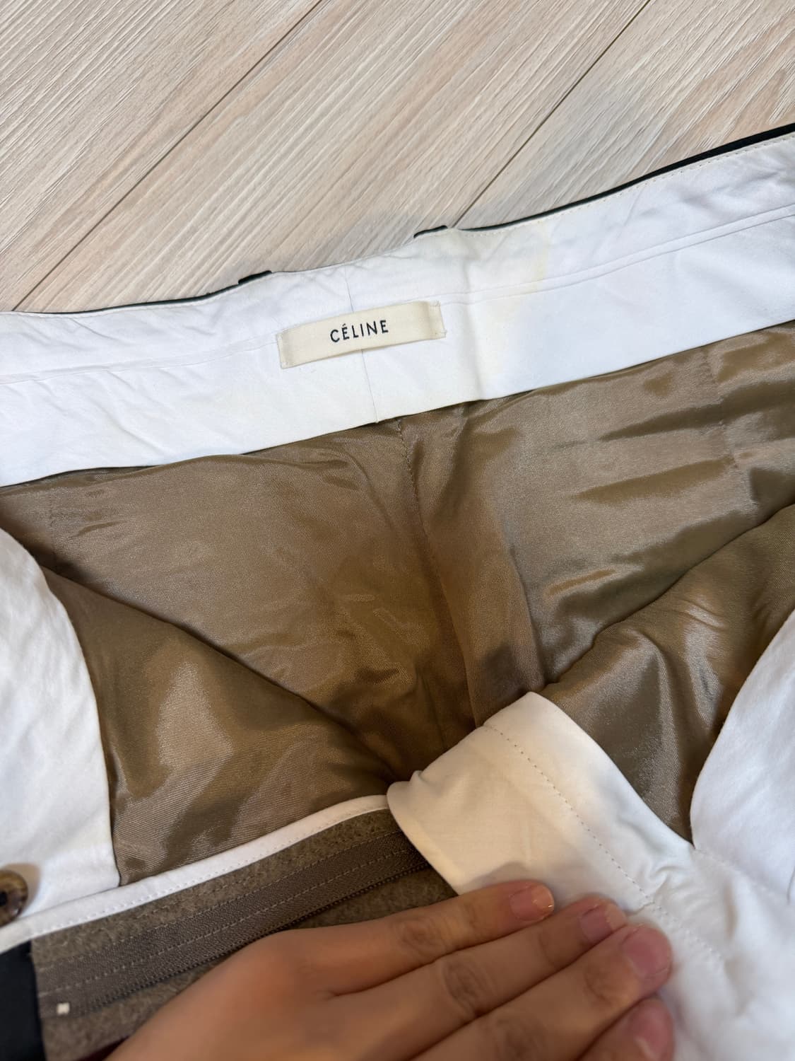 올드셀린 칼라 블록 울 레더 팬츠 40사이즈 상품이미지3