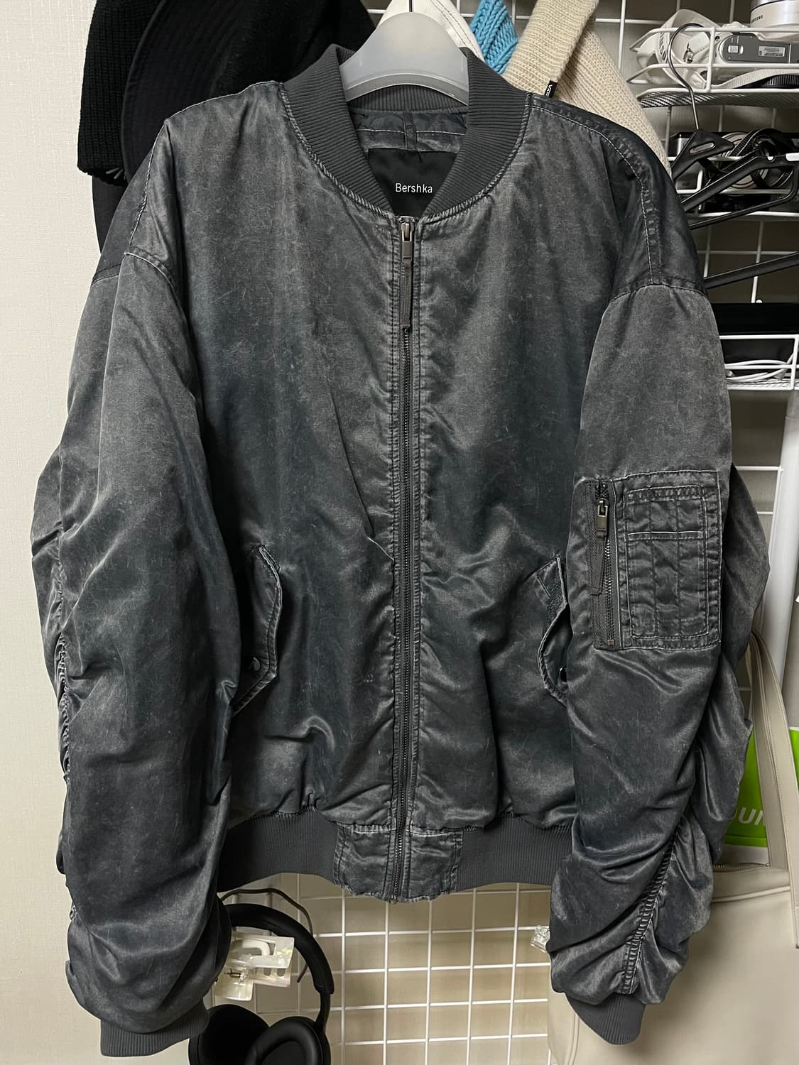 Bershka 워싱 빈티지 봄버 자켓 XL 상품이미지1