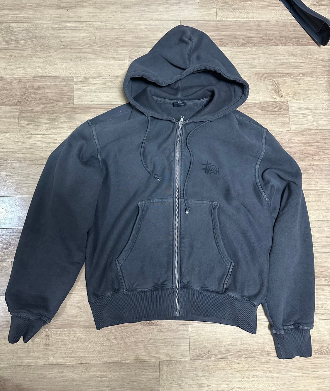 스투시 베이직 피그먼트 다이드 집 후드 블랙 m 상품이미지1