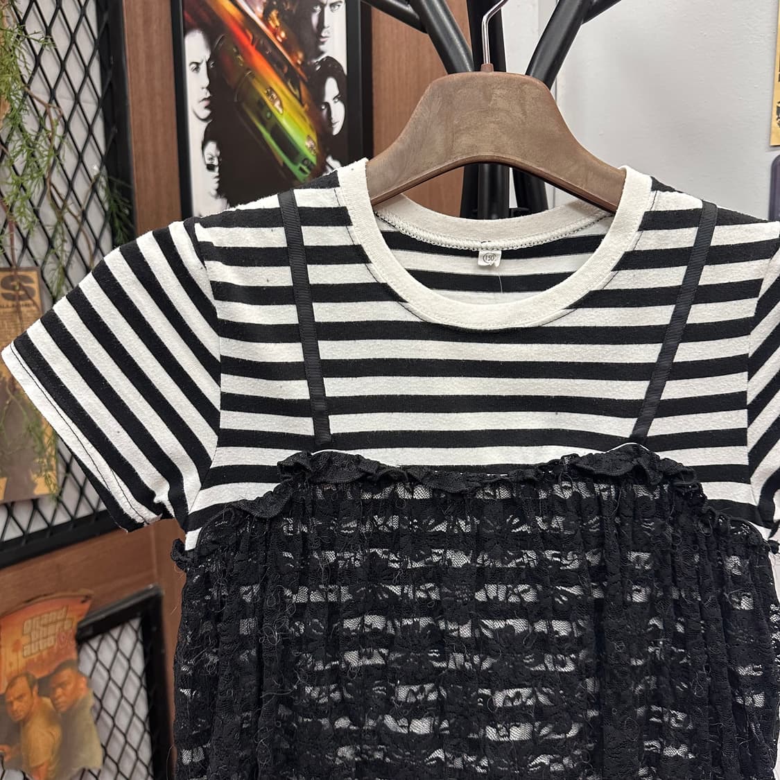 Black Striped Bustier T-Shirt 상품이미지3