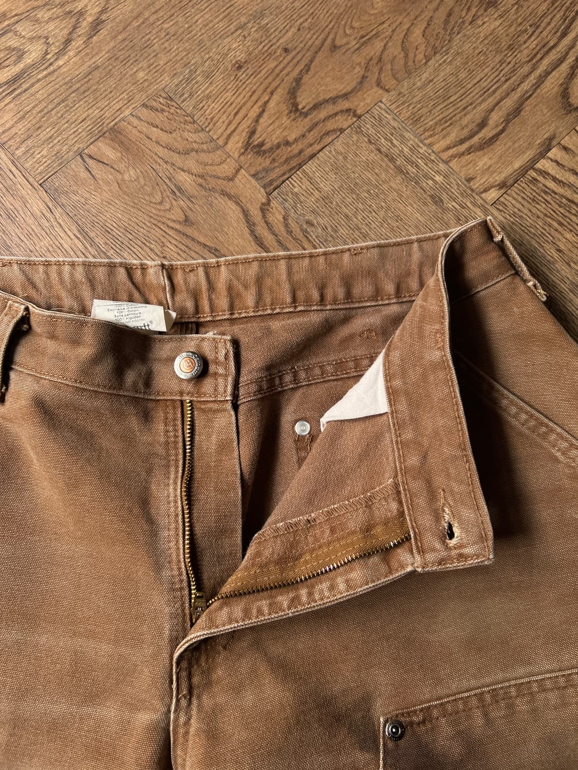 [34]칼하트 USA 빈티지 데미지드 페인팅 브라운 더블니 워크 팬츠 상품이미지2