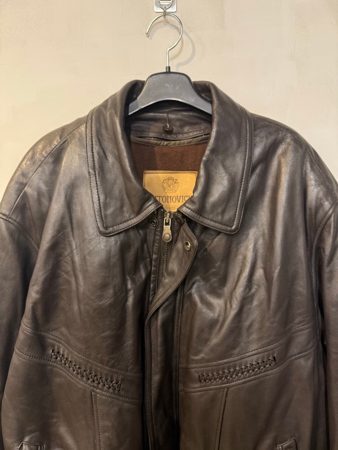 진도 90년대 브라운 레더자켓 상품이미지2