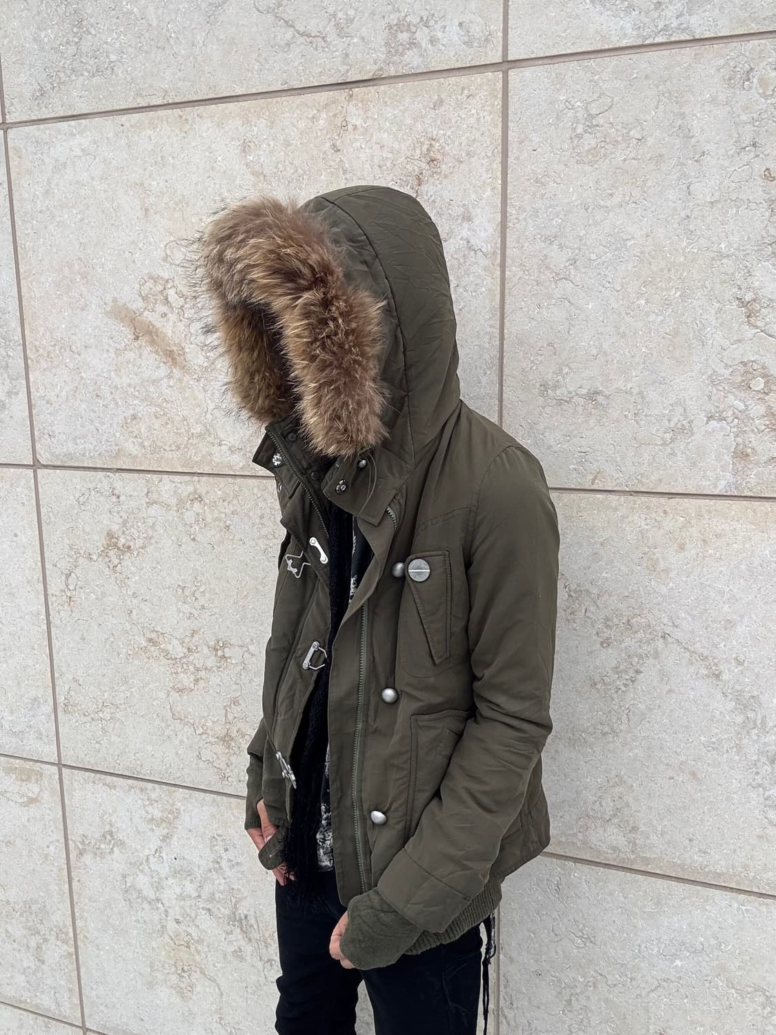 “SLY” 00’s Archive Racoon Fur Khaki Park 상품이미지3
