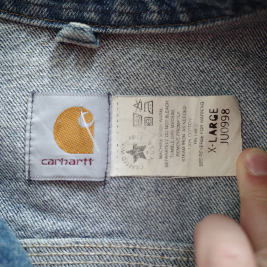 90s 칼하트 MADE in USA 데님 트러커 자켓 XL 상품이미지6