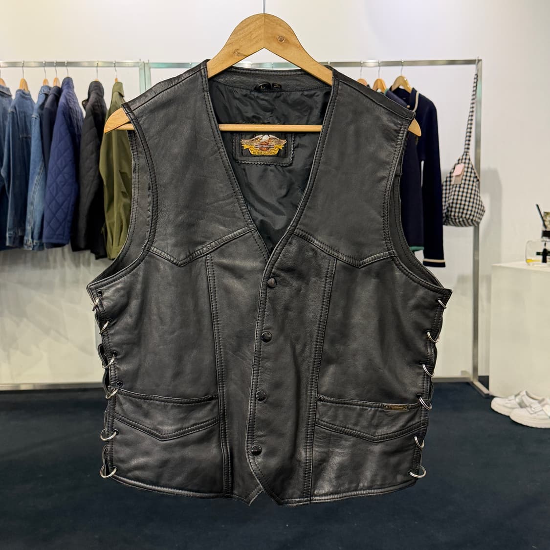[L] 할리데이비슨 가죽 레더 베스트 상품이미지1