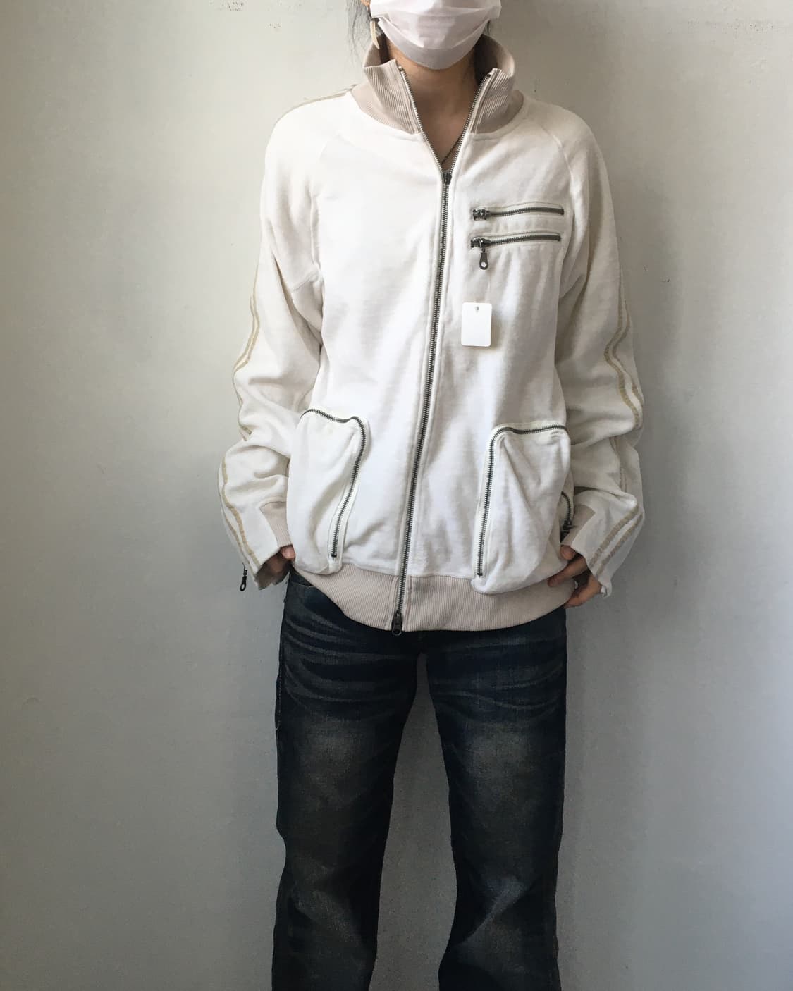 Velour high neck zip up 상품이미지1