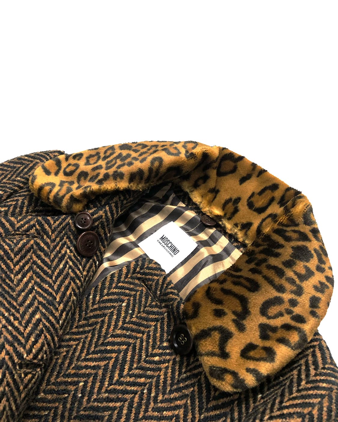 MOSCHINO 더블버튼 헤링본 반코트 (카라 탈부착 가능) 상품이미지5