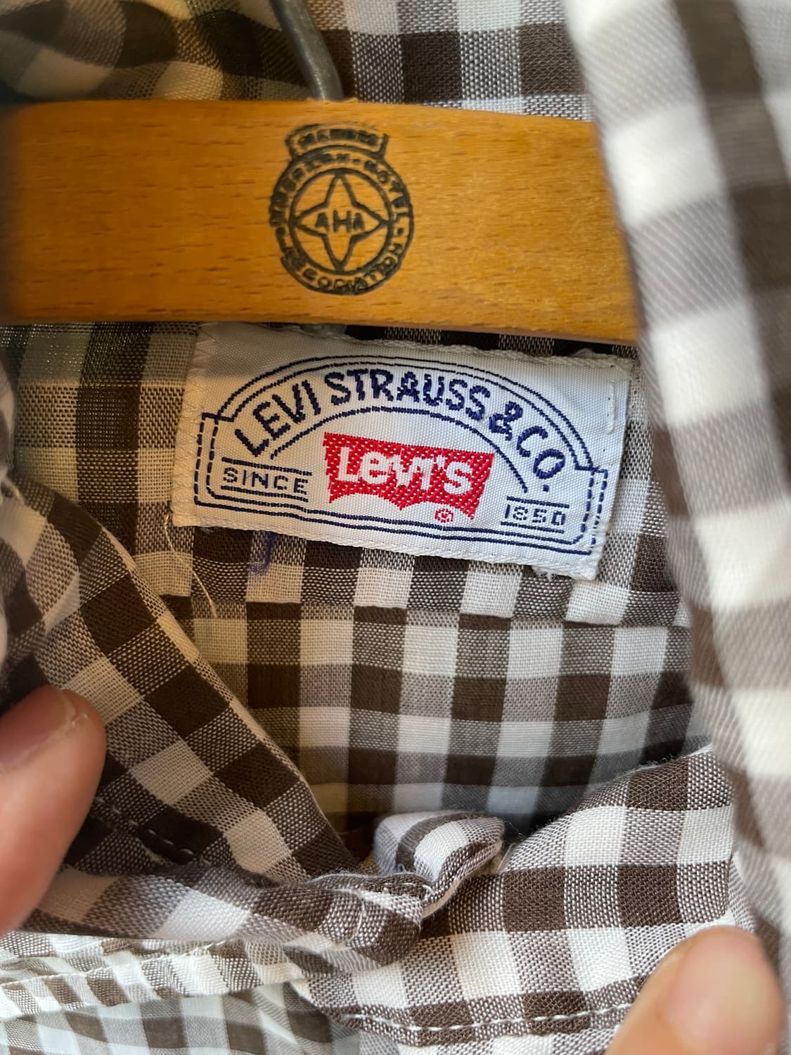 1980's Vintage Levis Brown Gingham Shirt 상품이미지2