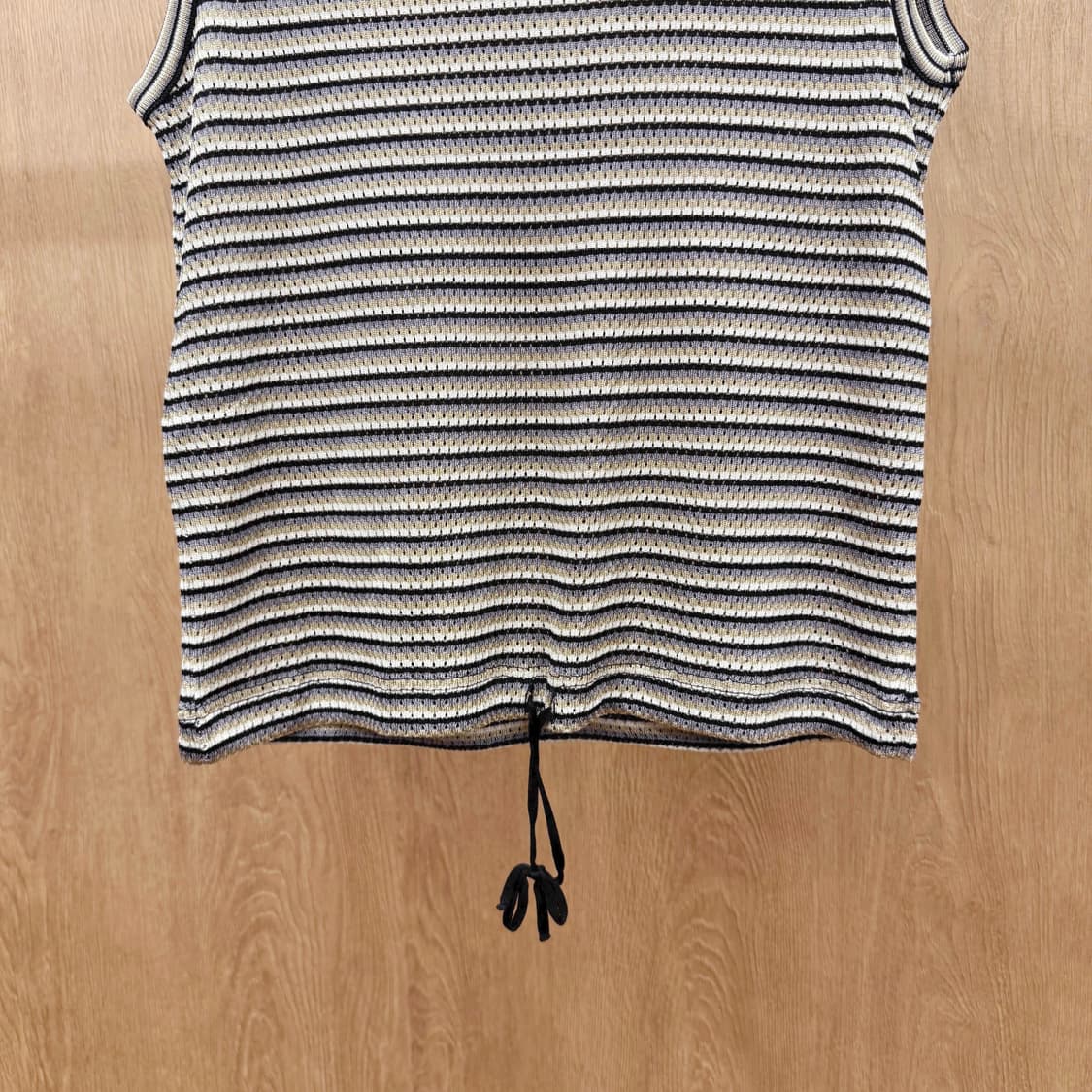 소니아 리키엘 스트라이프 슬리브리스 리본 디테일 크롭 탑 블랙 상품이미지5