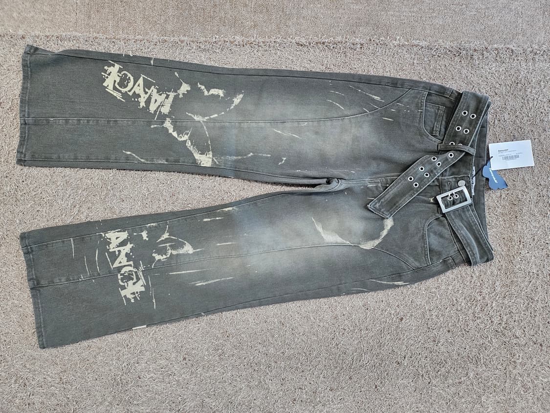 새상품(M 25-26) 팬시클럽 벨트 와이드 데님 팬츠 상품이미지6