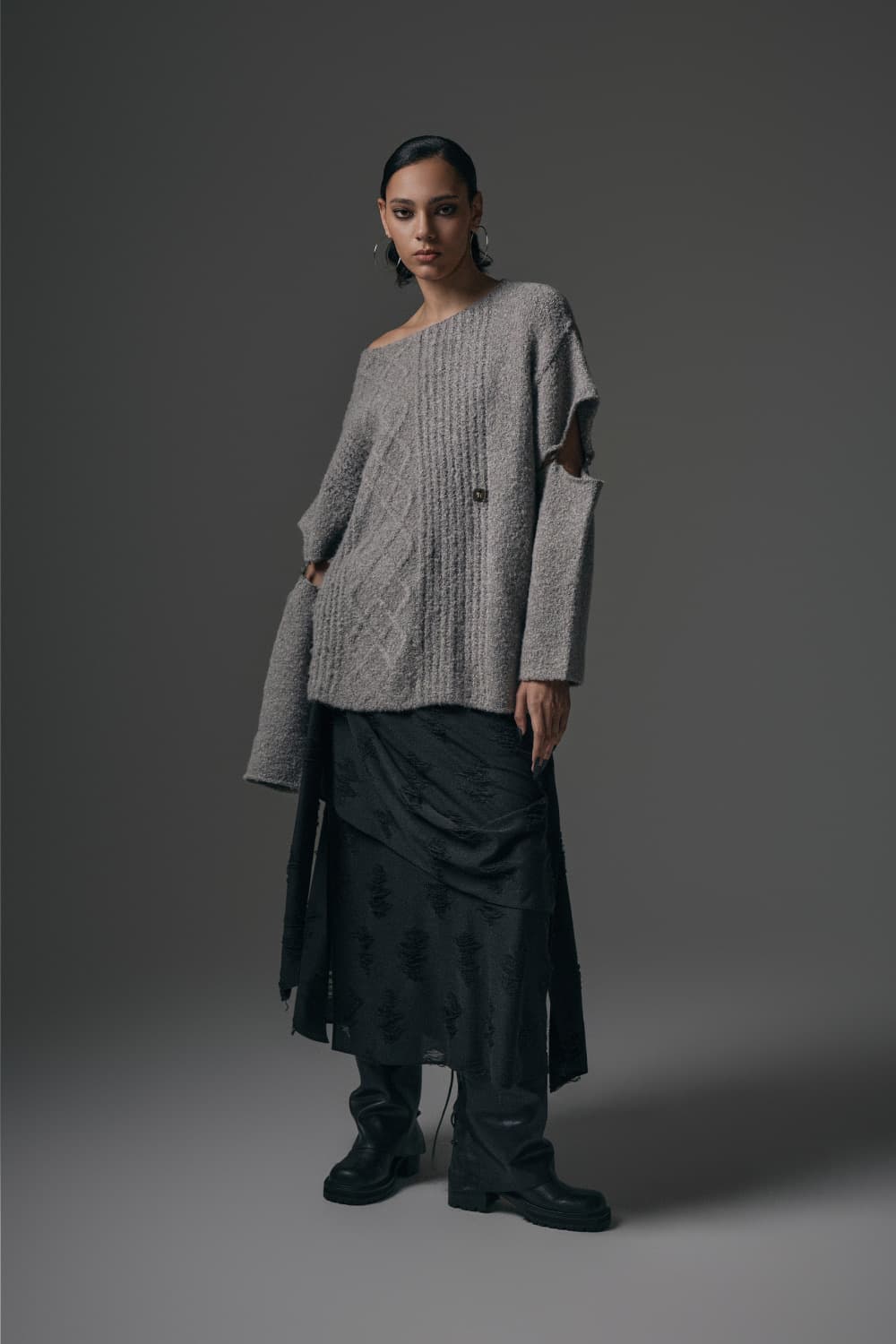 트리밍버드 슬리브 보트넥 니트 상품이미지3