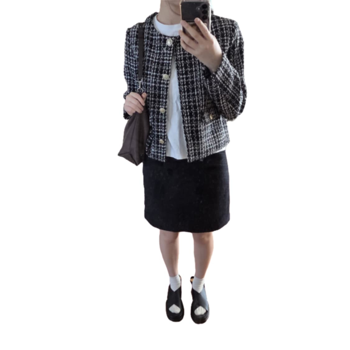 게스 블랙화이트 트위드 자켓 상품이미지4