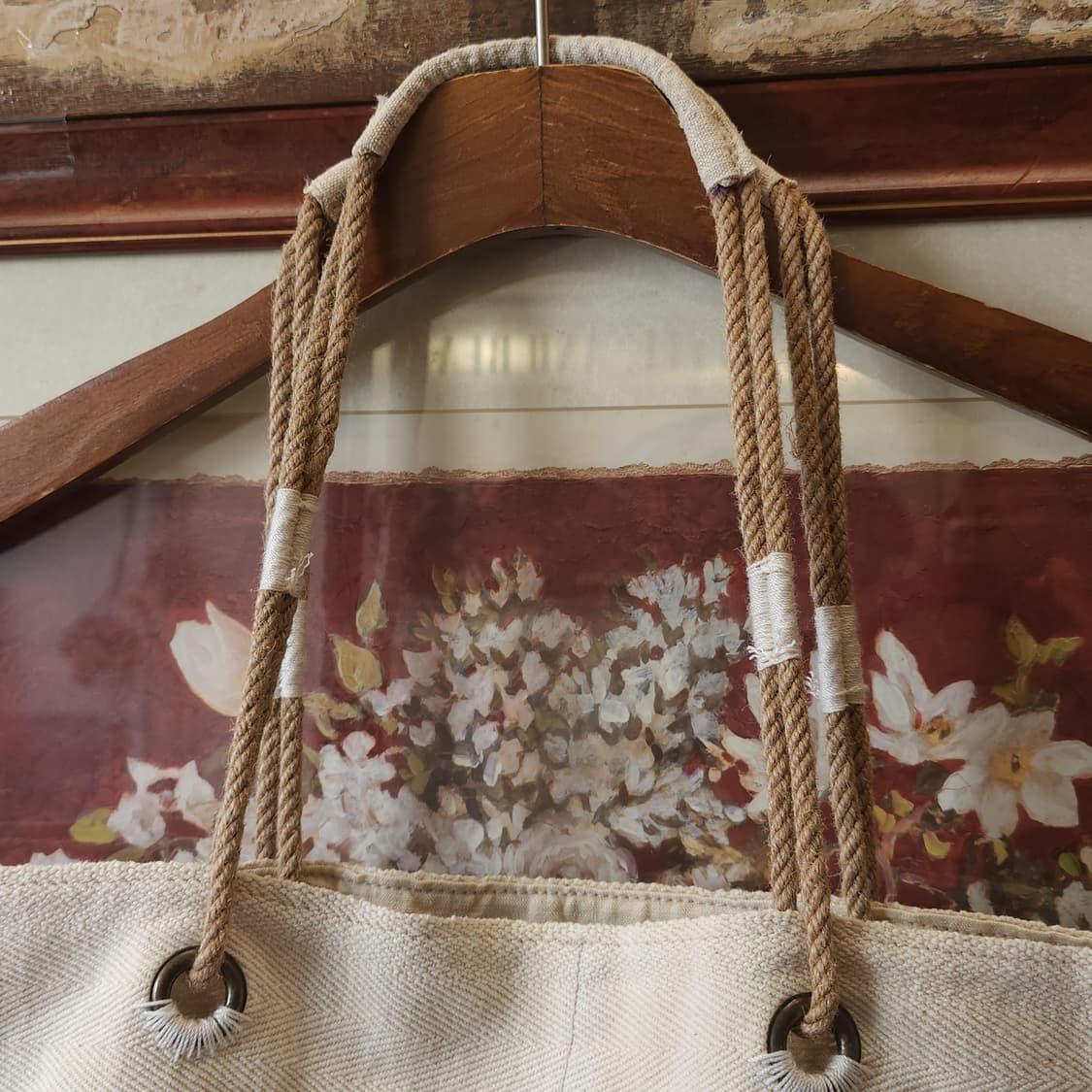 핸드 드로잉 빅토트 캔버스 빈티지 더플백 리메이크 화이트 머쉬룸 상품이미지4