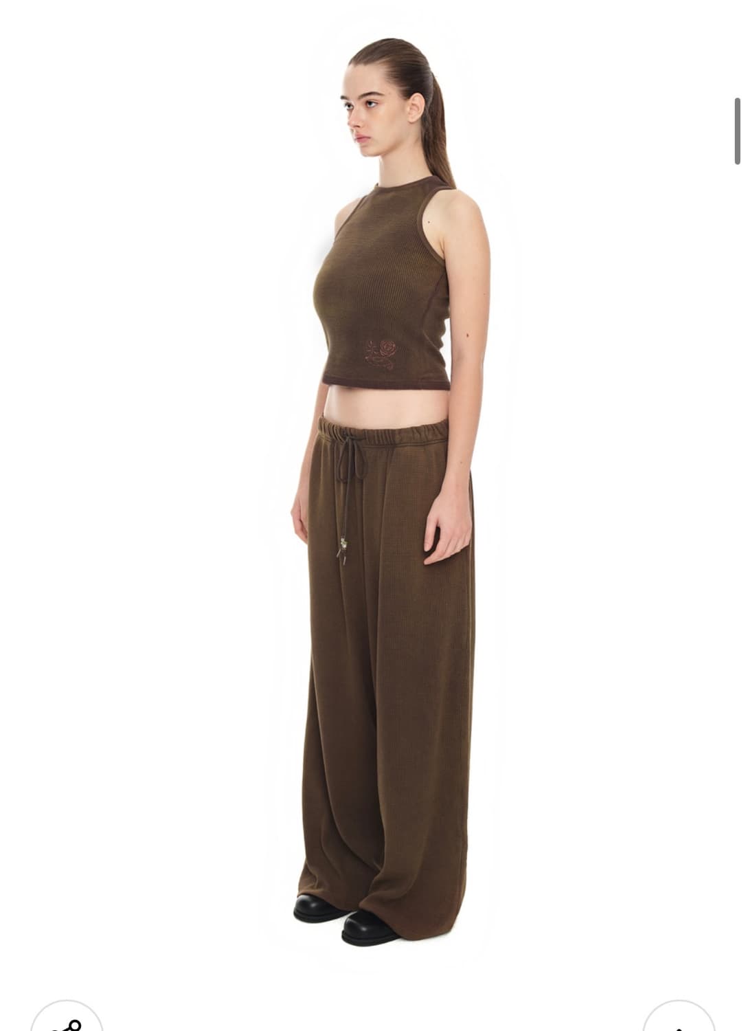 투머치택스 웨스턴 비즈 와플 팬츠 워시드 브라운 상품이미지2