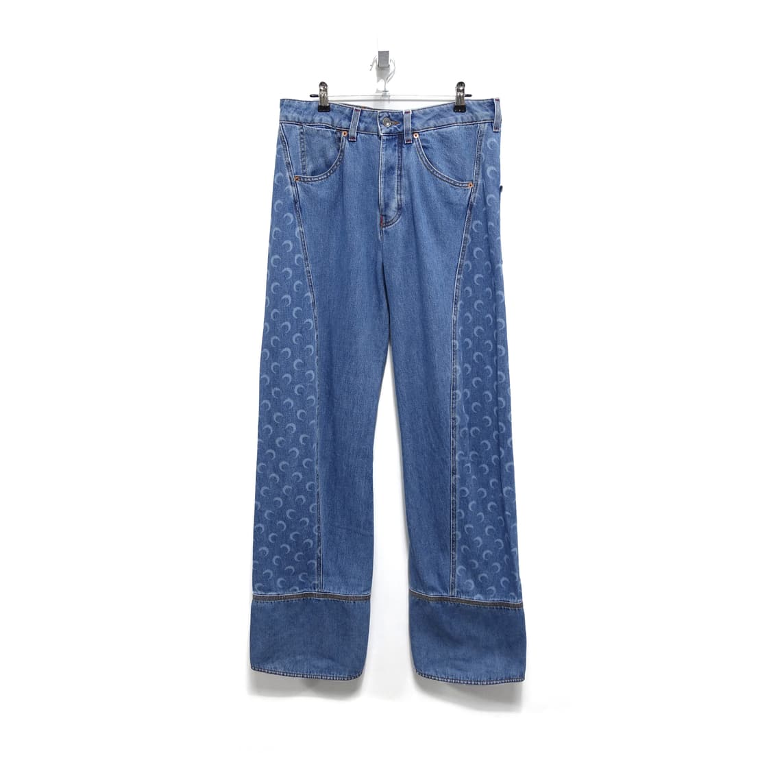 [46]MARINESERRE 마린세르 화이트라인 문패턴 데님팬츠 상품이미지1