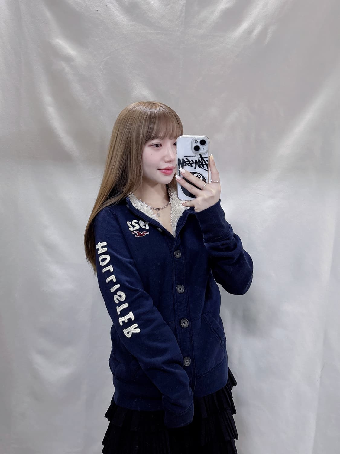 홀리스터 양털 네이비 버튼 후드집업  상품이미지1