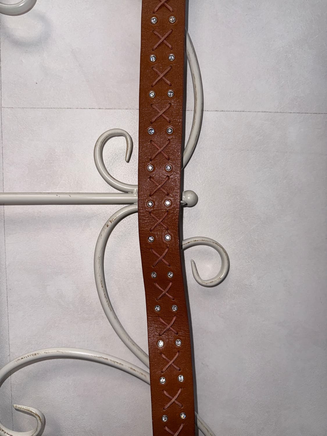 Brown western stitch cubic belt 상품이미지5