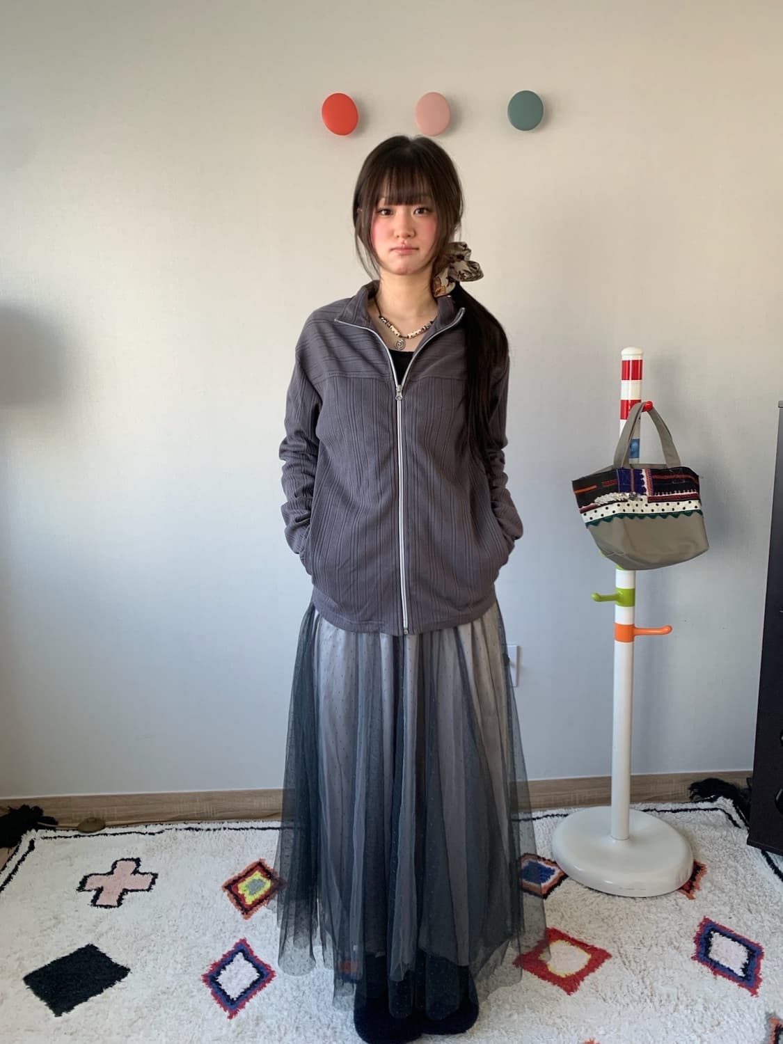 maxi sha-sha dot.. skirt  상품이미지1