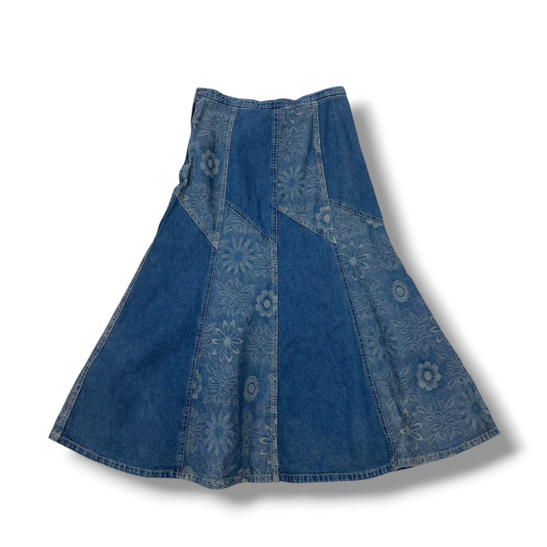 JPN 플라워 패치 데님 롱스커트 상품이미지2