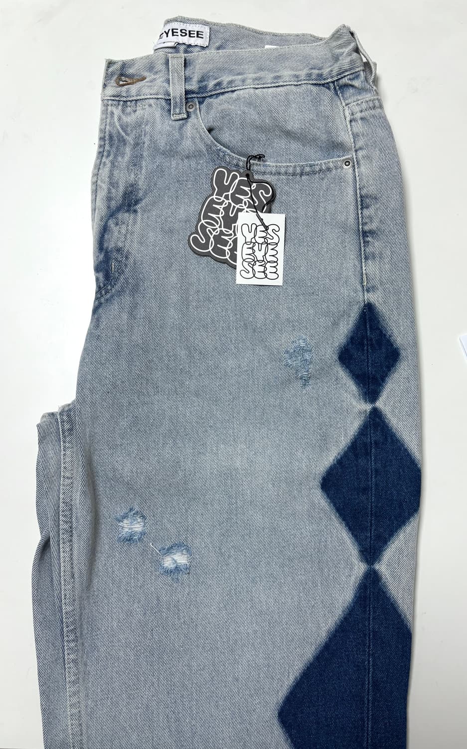 새상품) 예스아이씨 다이아몬드 워싱 데님 팬츠 S 상품이미지1