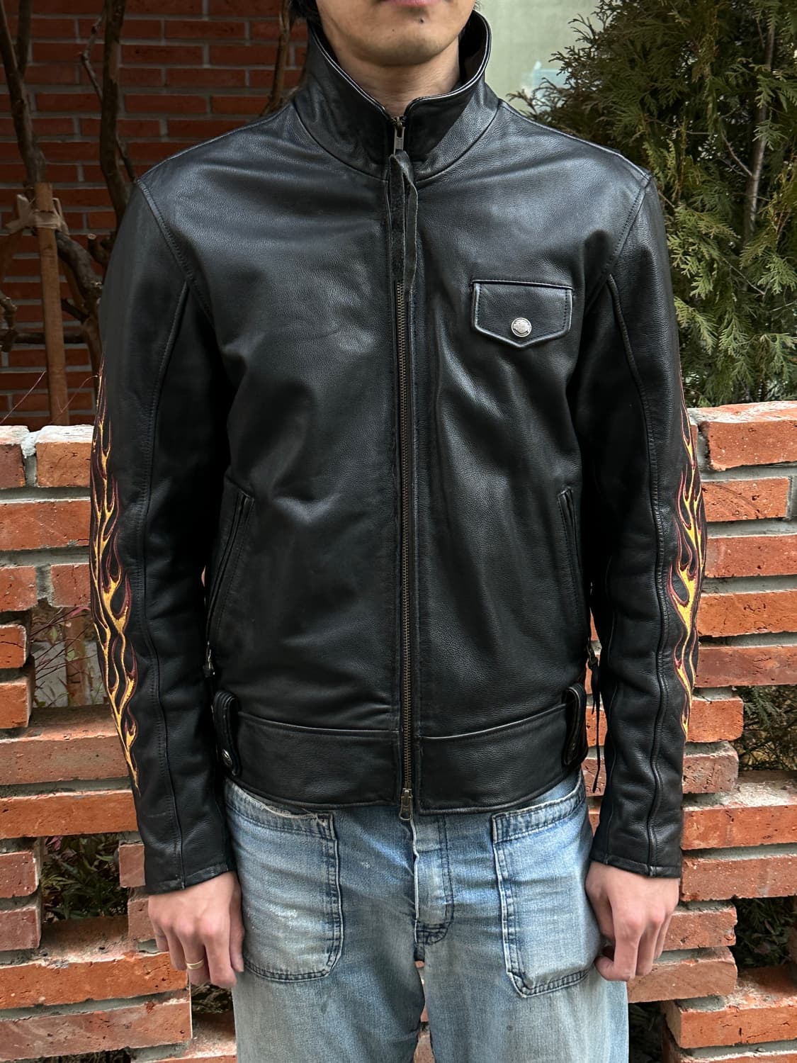 *RARE* 할리데이비슨 플레임 레더 자켓 빈티지 레더 자켓 바이커 상품이미지10