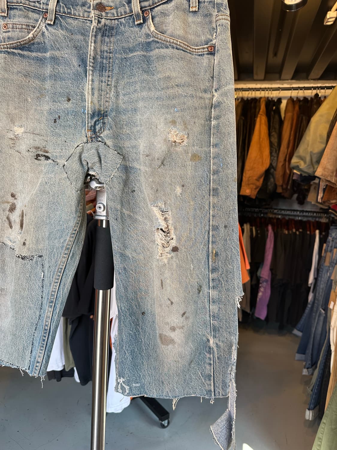 90s 리바이스505 오렌지탭 더티 디트로이트 데님 숏츠 상품이미지4