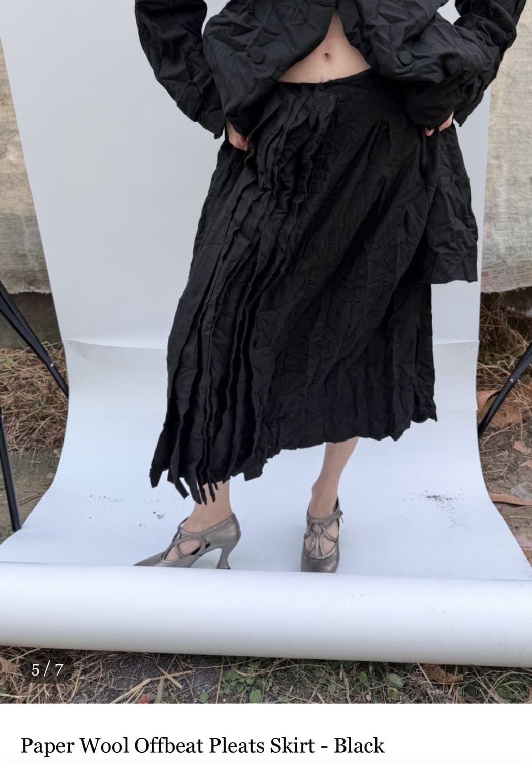 Eont’s paper wool offbeat pleats skirt  상품이미지2