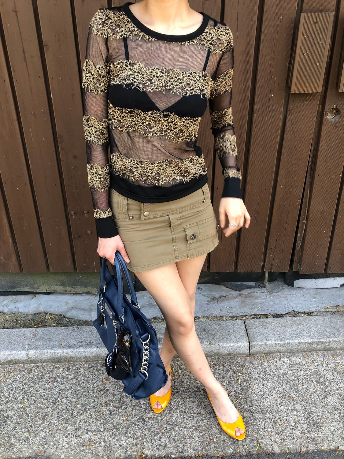 gold lace mesh top  상품이미지4