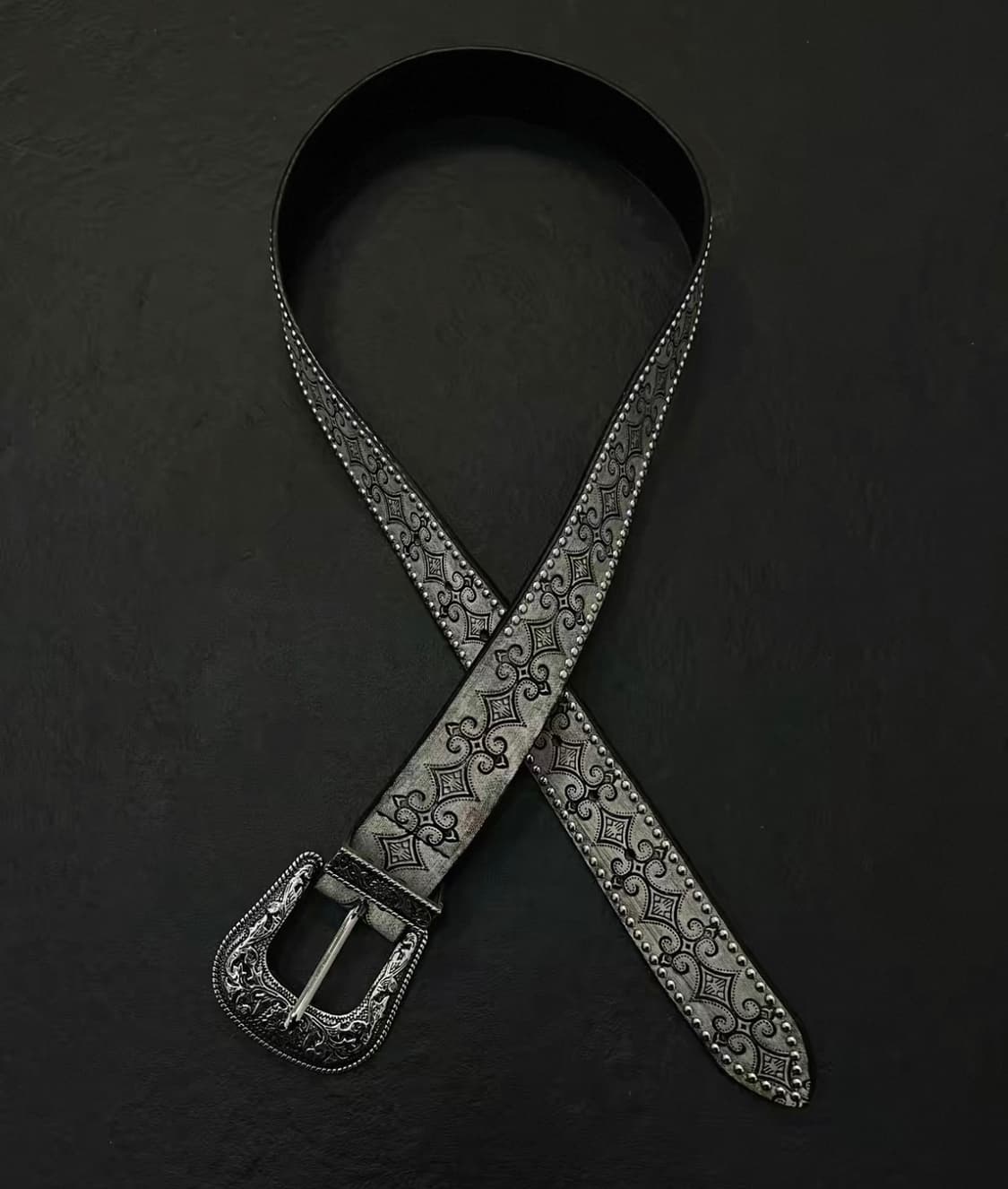 Y2k White Metal Totem Carved belt 상품이미지2