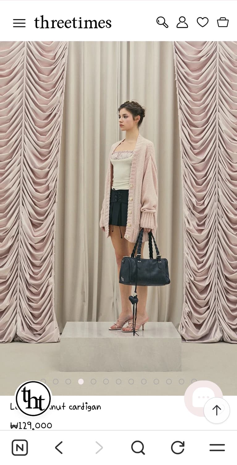 [새상품] 쓰리타임즈 루즈 피넛 가디건 벚꽃핑크 상품이미지3
