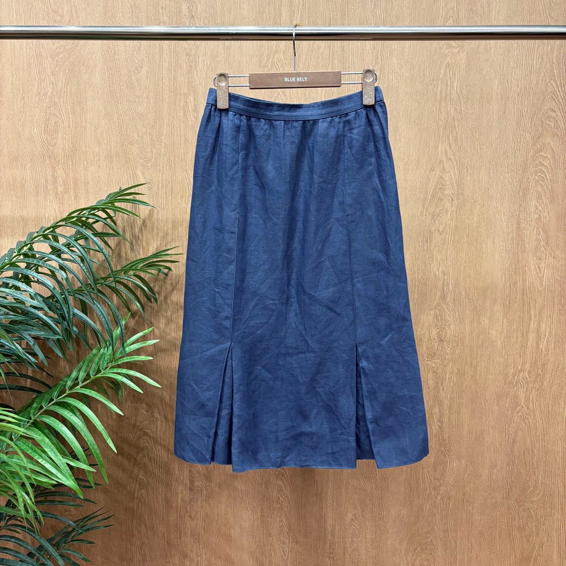 지방시 린넨 블렌드 미디 스커트 플레어 실루엣 허리 밴드 디테일 네이비 상품이미지1