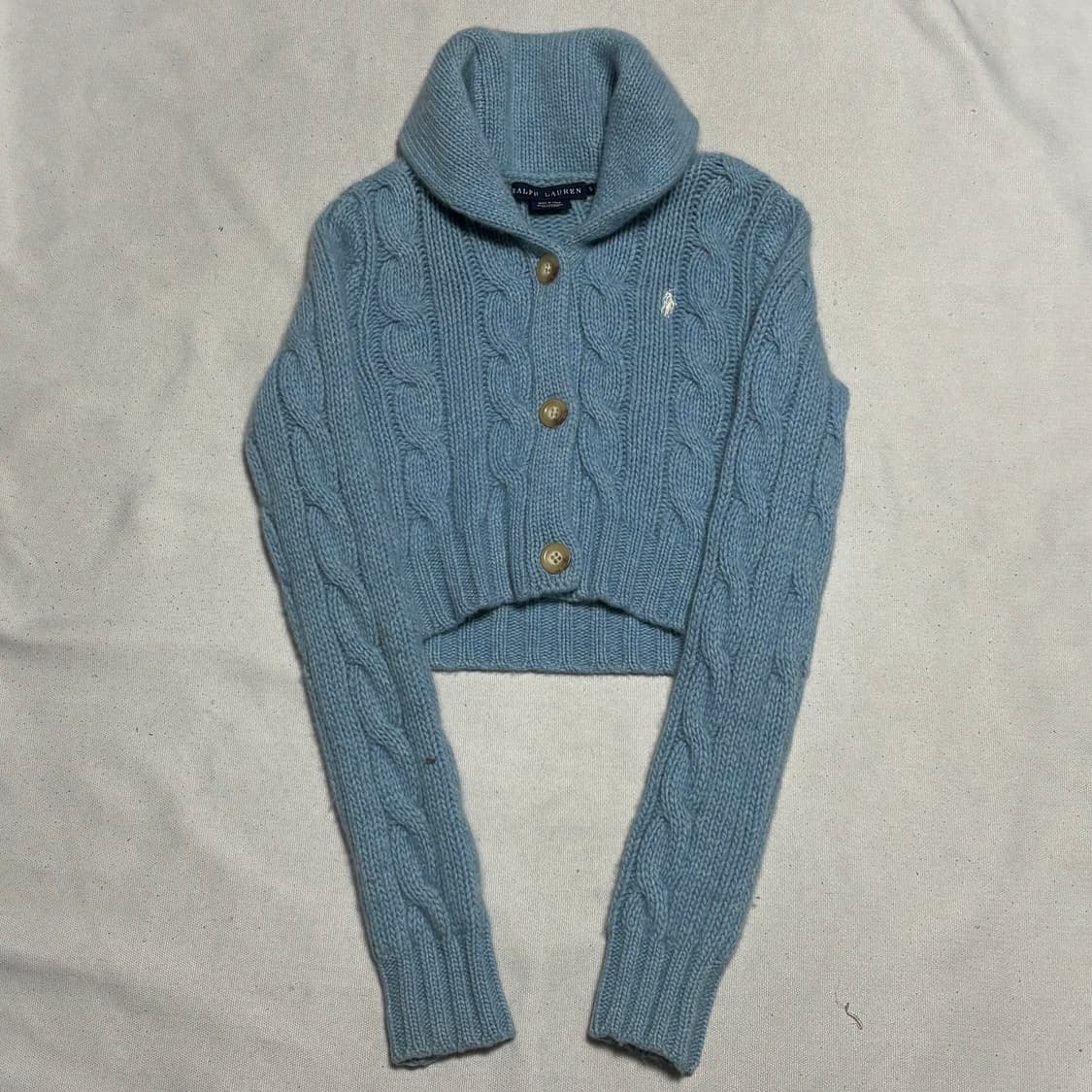 S 폴로랄프로렌 스카이블루 캐시미어 숄 카라 가디건 상품이미지2