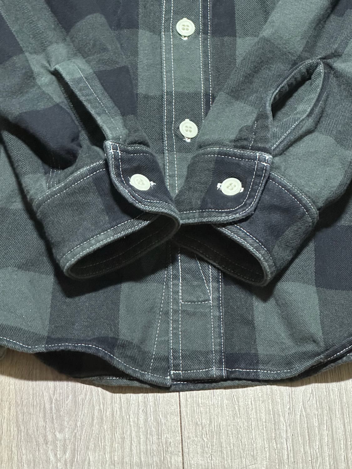 본쿠라 Work Shirt Flannel 블랙X그레이 38 상품이미지3