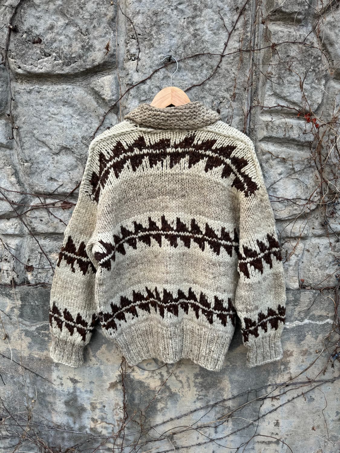 70s 캐나디언 코위찬 빈티지 핸드 니트 집업 가디건 상품이미지2