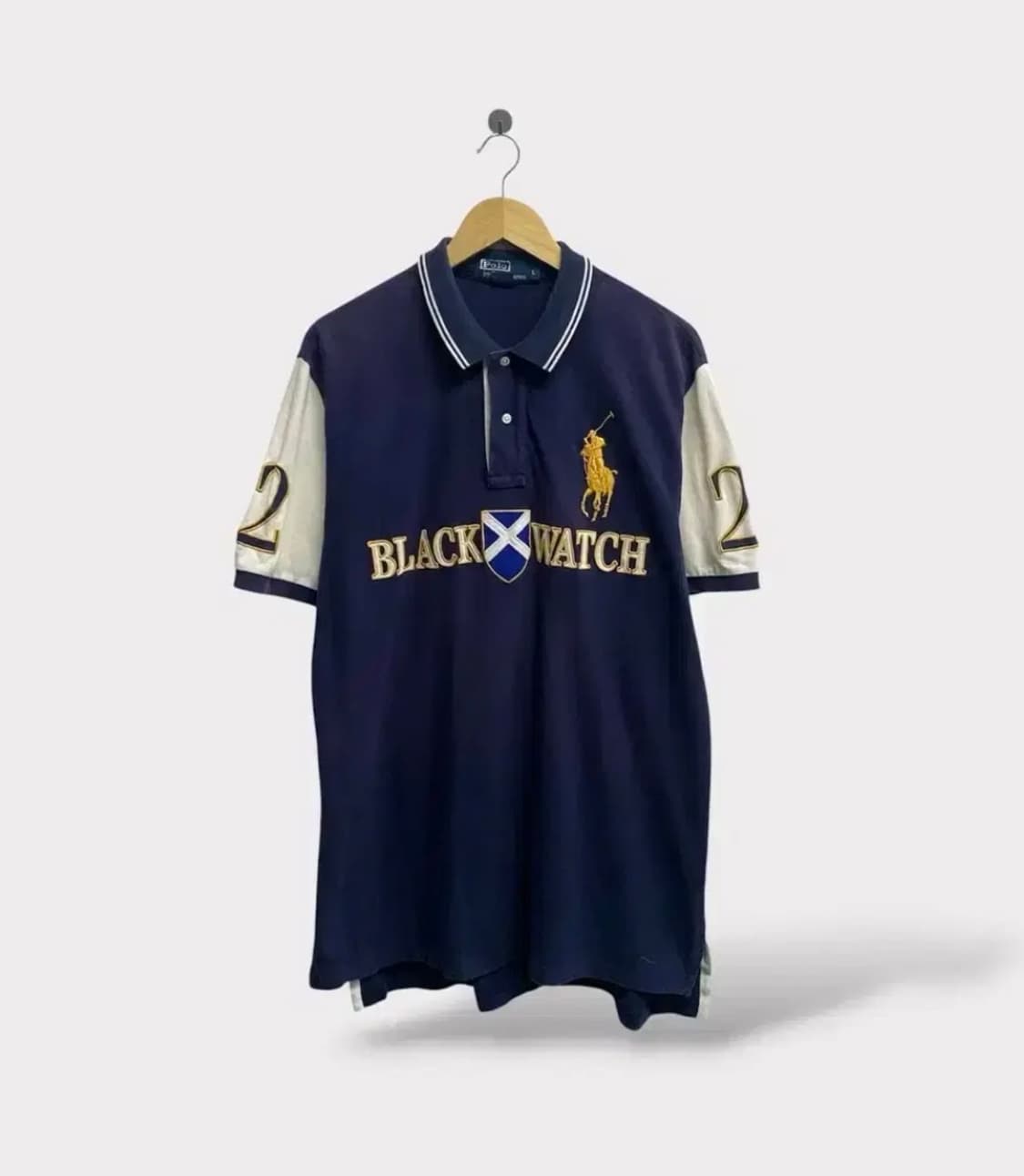 폴로 블랙와치라인 골드 빅포니 피케 반팔티 L 상품이미지1