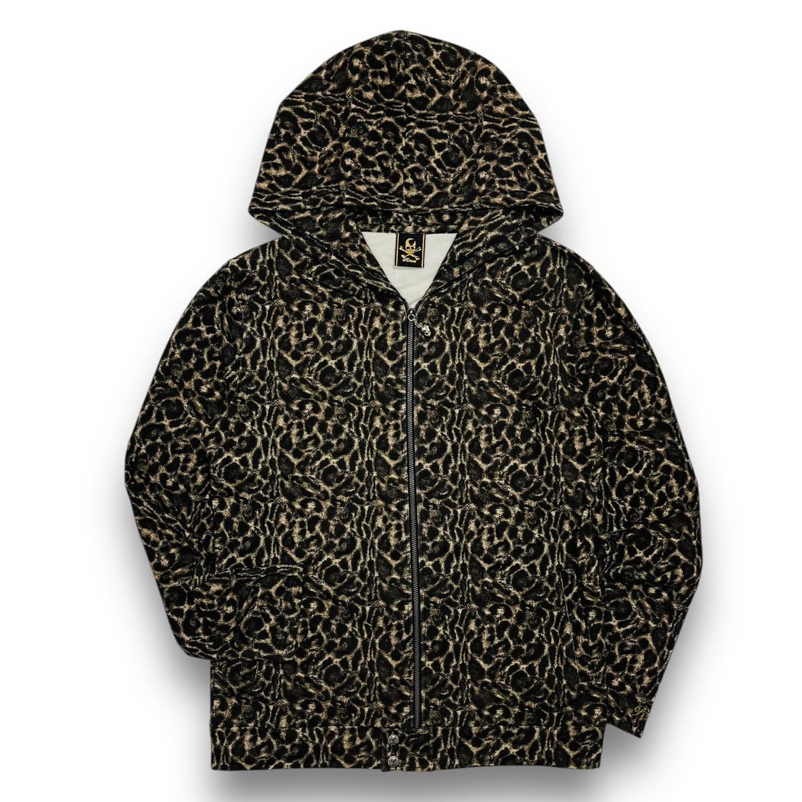 로엔 00s 레오파드 패턴 로고 스컬 링 후디 집업 상품이미지4