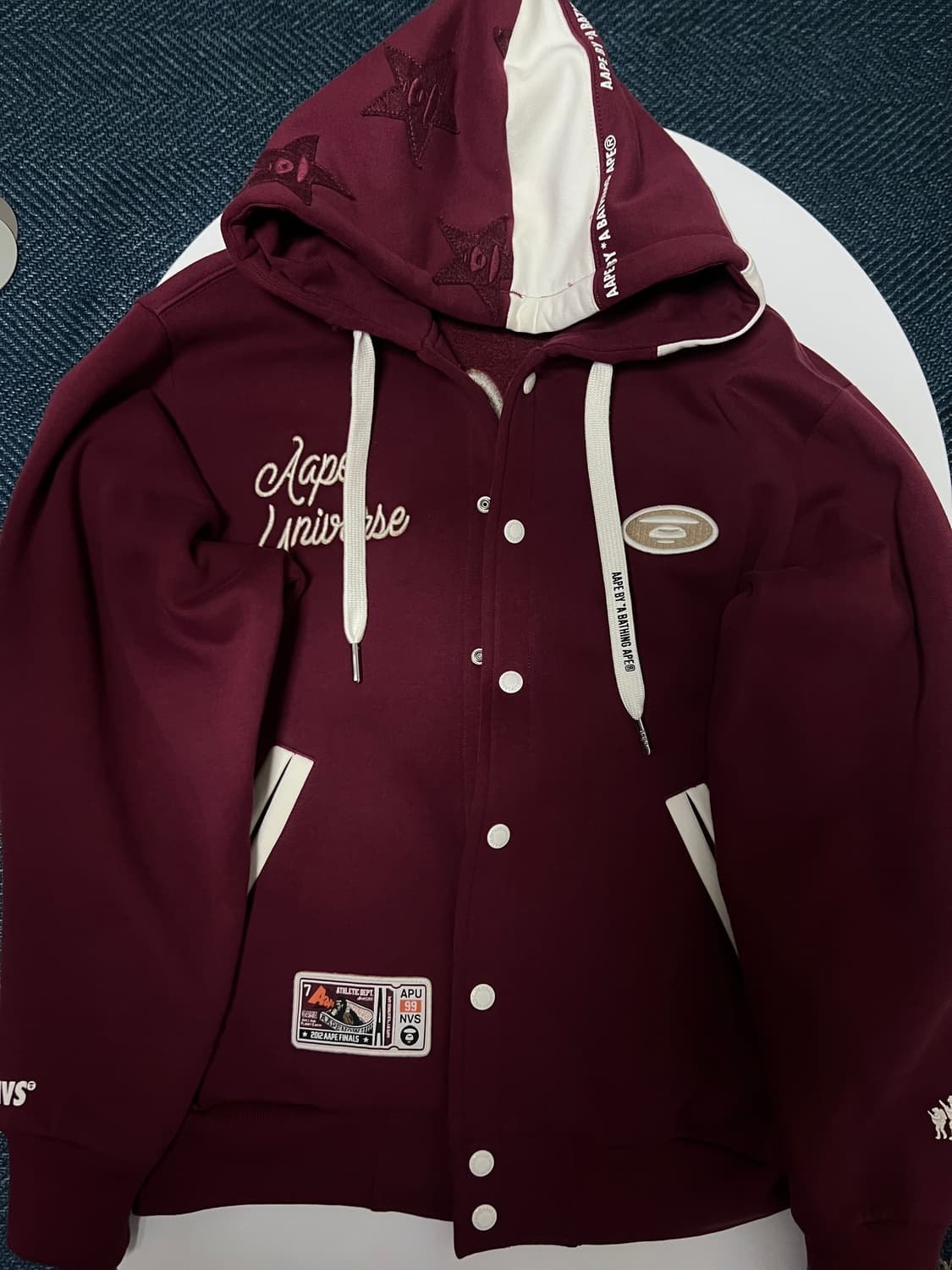 에이프 후드 스타디움 자켓 버건디 s 상품이미지1