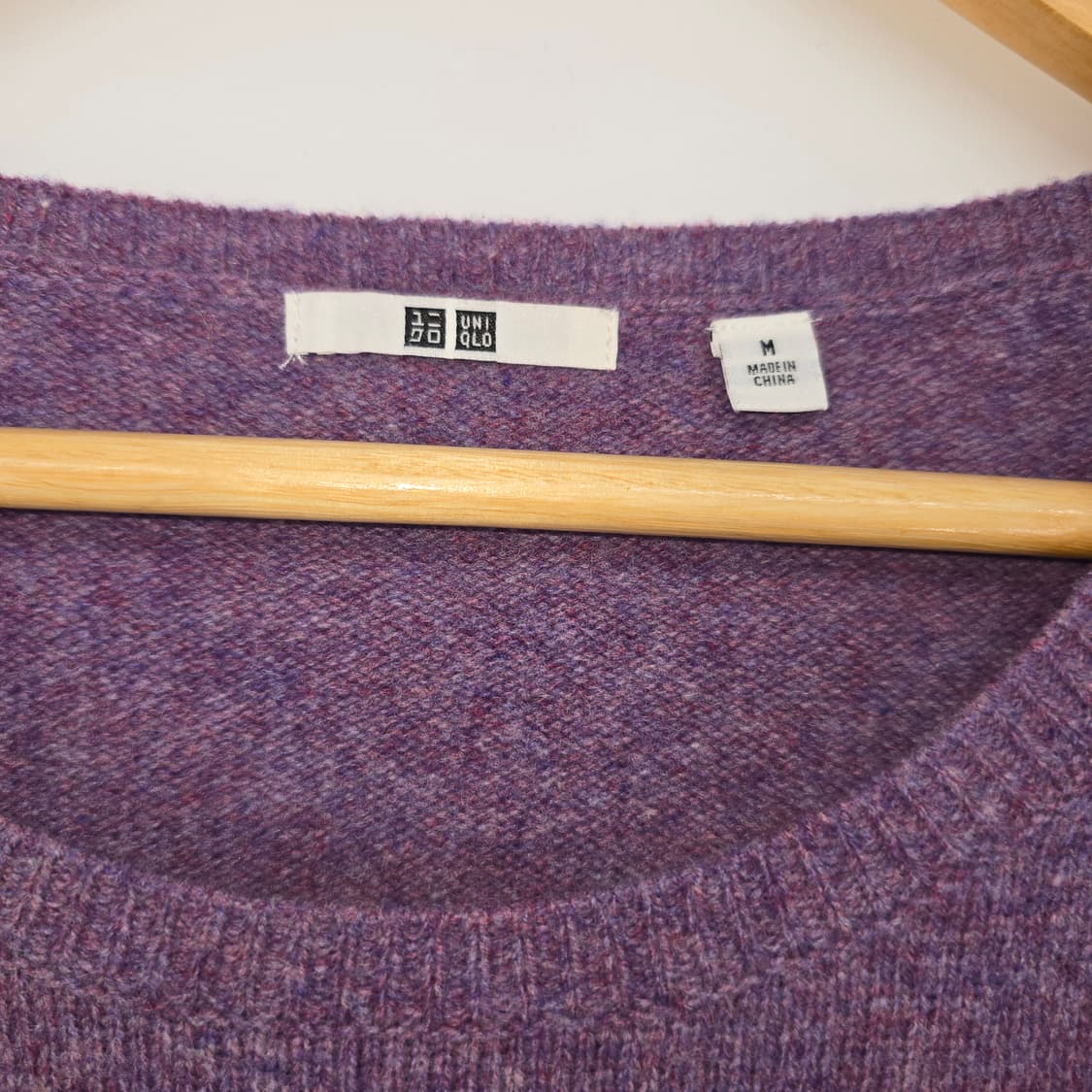 울 100 유니클로 퍼플 반팔 니트 상품이미지2