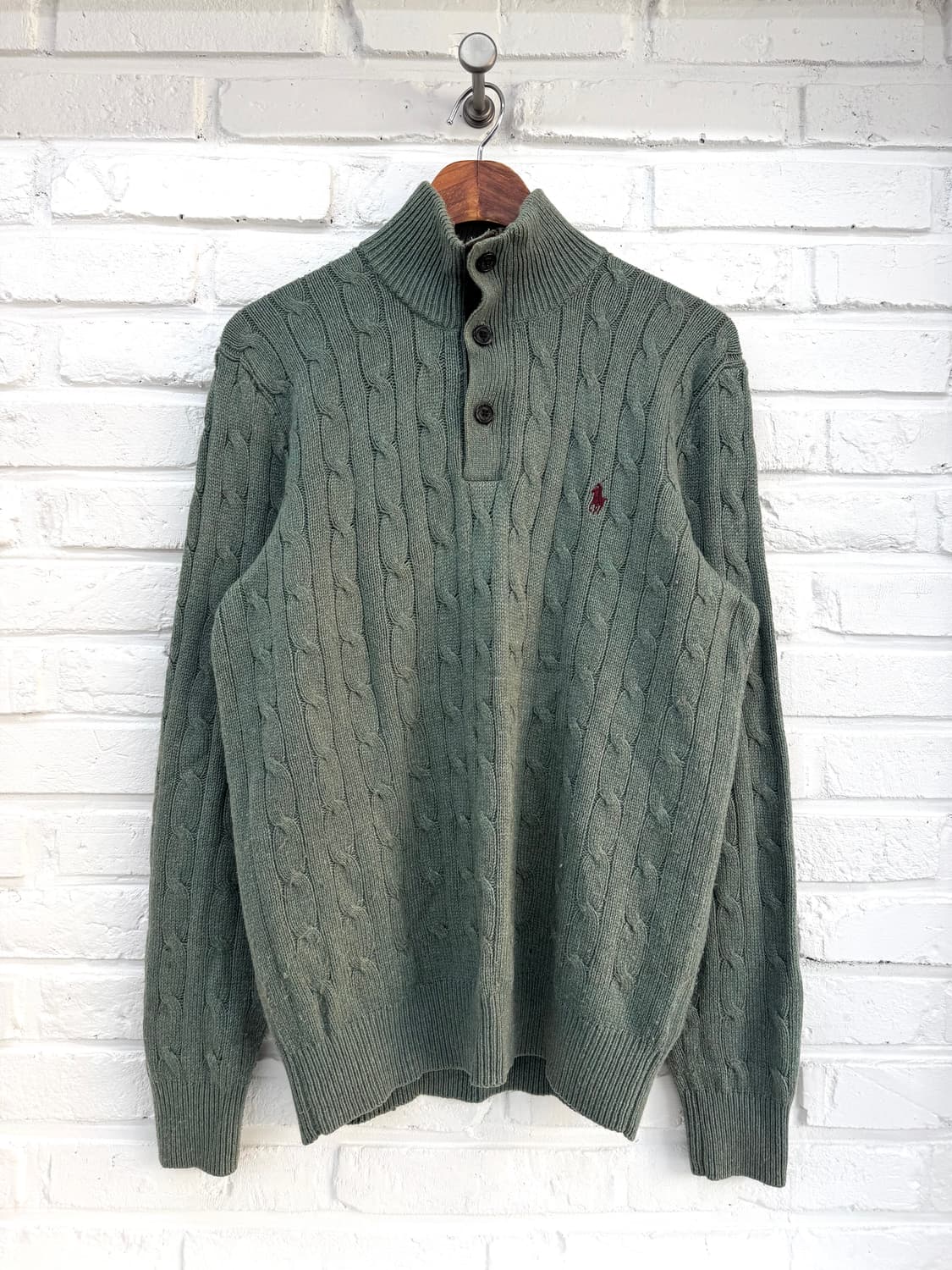 폴로 그린 케이블 반집업 니트 상품이미지3