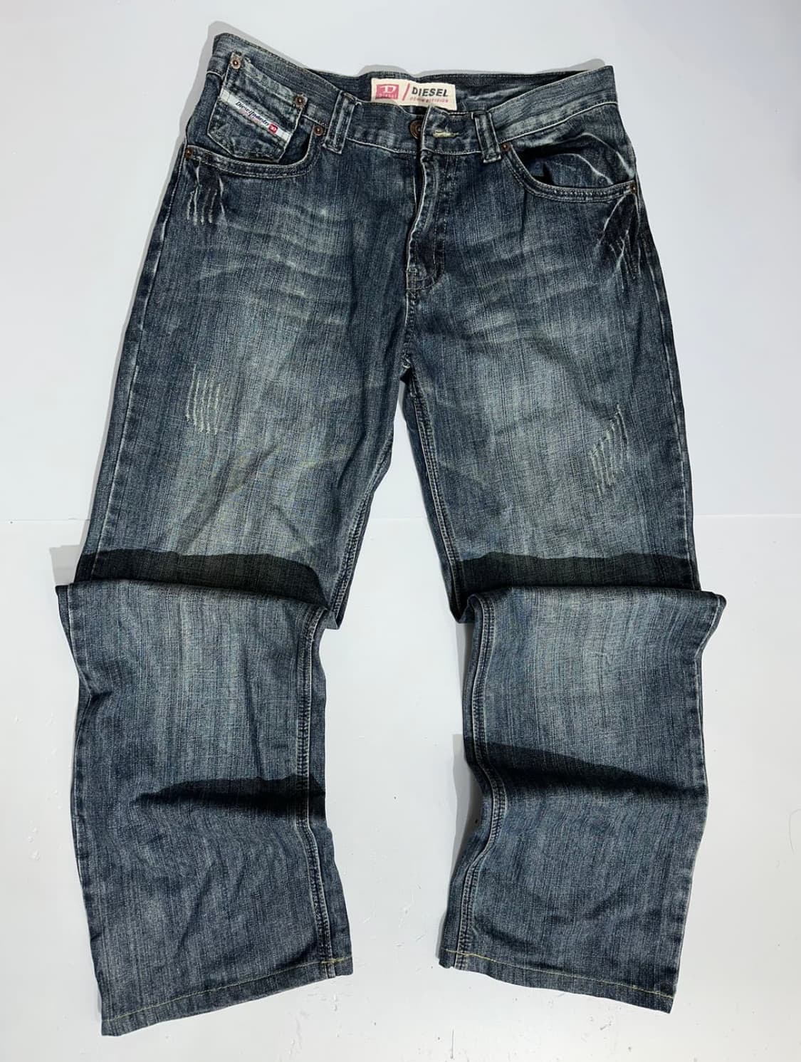 디젤 D 진청 자수 와이드 데님 팬츠 상품이미지1