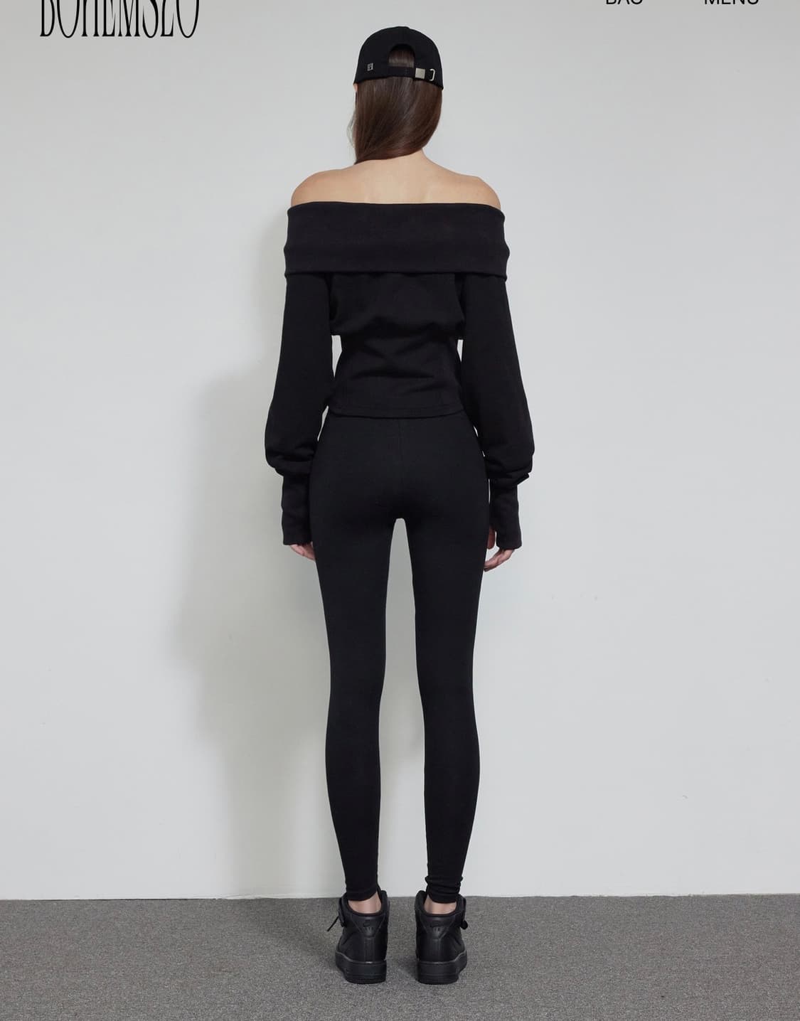 보헤미안서울 코르셋 오프숄더 집업 블랙 상품이미지4