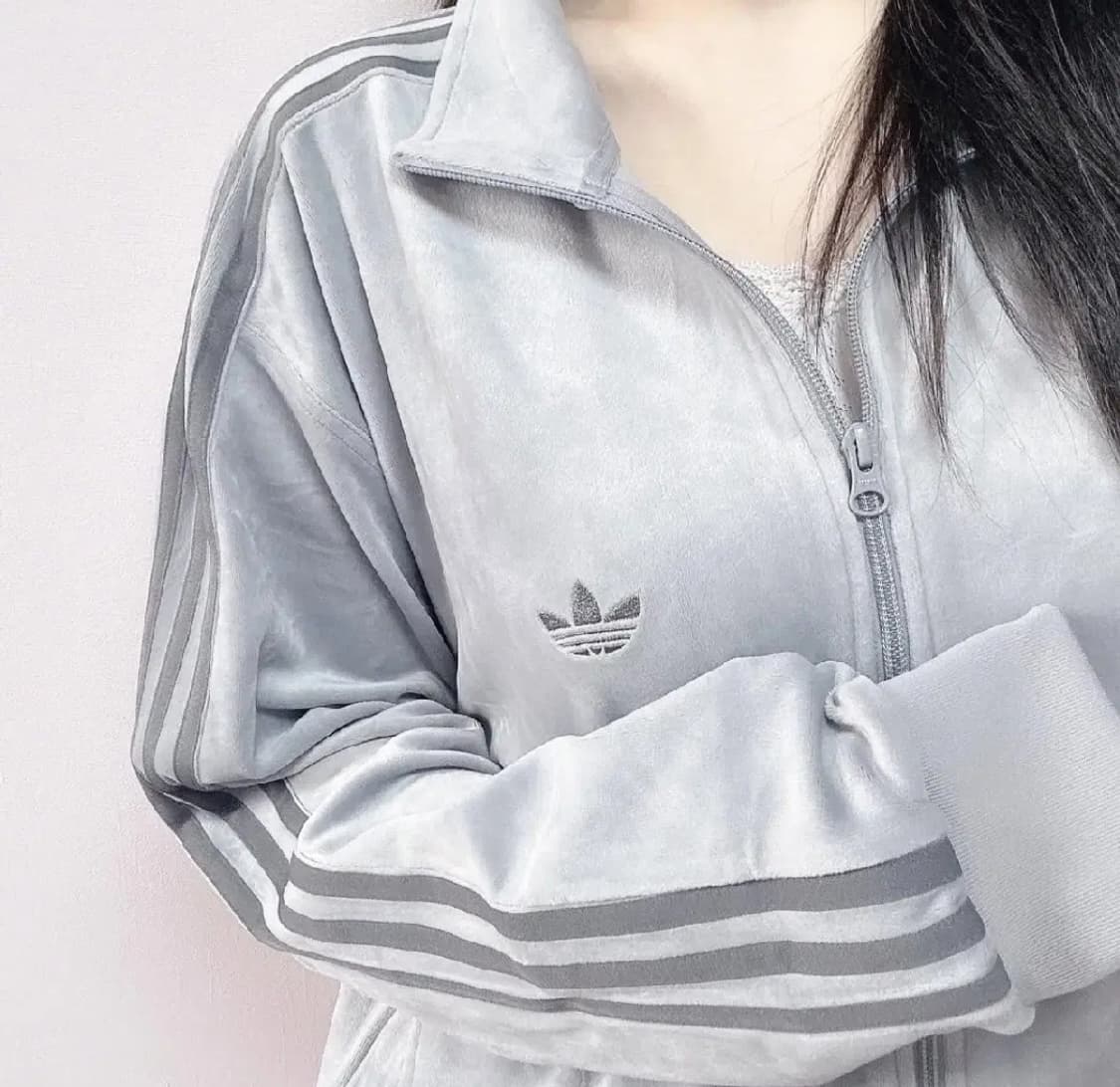 빈티지 아디다스 벨벳 그레이 집업 상품이미지1
